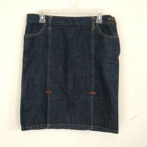 Gap Jeans Denim Skirt Womens 4 Dark Blue Pencil Knee Length Vertical Seams 1408